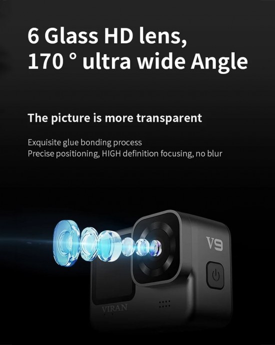 VIRAN V9 4K Dual Color Screen Diving Anti Shake Action Camera Outdoor Cycling Travel Recorder Round VIRAN V9 4K Dual Color Screen Diving Anti Shake Action Camera Outdoor Cycling Travel Recorder Round