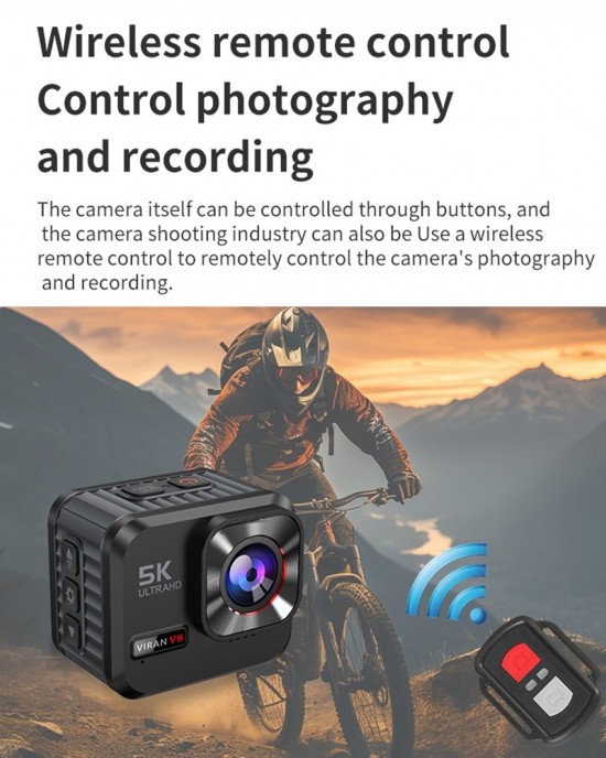 VIRAN V8 5K Ultra Clear Outdoor Diving Anti Shake Sports Camera Cycling Helmet Driving Recorder Black VIRAN V8 5K Ultra Clear Outdoor Diving Anti Shake Sports Camera Cycling Helmet Driving Recorder Black